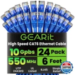 Gearit Cat 6 Ethernet Patch Cable Ft Blue 24-pack Cat6 Cables. Fixed Price $119.03.