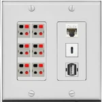 Riteav 6 Speaker Cat5e Usb Usbc Wall Plate - 2 Gang Gray/gray. Fixed Price $61.17.