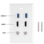 Hdmi Usb 3.0 Cat6 Ethernet Wall Plate Face Panel Coupler Outlet Extender Socket. Fixed Price $15.99.