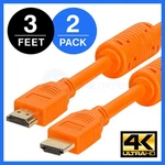 Premium Hdmi Cable 3 Ft Orange Bluray 3d Dvd Ps3 Xbox Lcd Hdtv 1080p - Lot Of 2. Fixed Price $11.49.