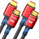 Snowkids 10k 8k Hdmi 2.1 Cable 10ft 2-pack, 48gbps Ultra High 10feet, Red. Fixed Price $23.23.