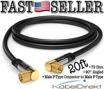Kabeldirekt 20ft Satellite Tv Cable 90 Angled 75 Ohm Hdtv Male F-type Connector. Fixed Price $15.80.