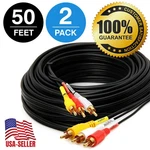 3 Rca Composite Cable 50 Ft Video Audio A/v Av Gold - Lot Of 2. Fixed Price $22.99.
