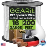 Gearit Speaker Wire 16 Gauge Ofc 200 Ft White Cl2 Rated. Fixed Price $71.92.
