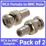 2 Pack Bnc Male Plug To Rca Female Jack Adapter M/f Coaxial Cable Converter Cctv. Fixed Price $10.59.