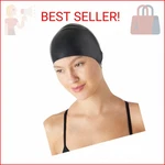 Amazon Basics Silicone Swim Cap To Keep Hair Dry, Unisex, Soft, Wrinkle-free, St. Fixed Price $10.75.