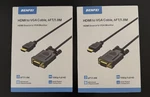 2x Benfei Hdmi To Vga Cable Black Gold-plated Connectors 6ft Supports 1080p Vid. Fixed Price $18.95.