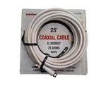 Radio Shack 25' Coaxial Cable Assembly 75 Ohms White. Fixed Price $14.99.