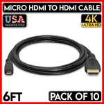 Micro Hdmi Cable 6 Ft Male Type D Cord 4k 1080p Hdtv Gopro Camera 10 Pack. Fixed Price $46.49.