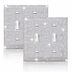 Gaocai 2 Pcs Shiny Silver Rhinestones Wall Plate Cover, Double Gang Toggle Ou.... Fixed Price $20.95.
