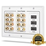 Fosmon 3gang 7.2 Surround Sound 7 Pair Gold Binding Post Distribution Wall Plate. Fixed Price $29.49.