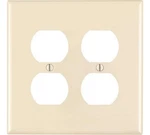 Leviton 2-gang, 2-duplex, Midway Nylon Wallplate, No Size, Light Almond. Fixed Price $11.99.