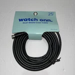 New Watch Onn. Dual-shield Coax Cable 25 Ft (7.6m) Black Coaxial. Fixed Price $7.99.