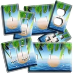 Tropical Vacation Paradise Palms Blue Ocean Sun Light Switch Outlet Plates Decor. Fixed Price $17.99.