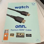 Onn. 12ft High Speed Hdmi Cable W/ Ethernet 4k Ultra Hd Hdr Black. Fixed Price $6.51.