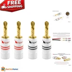 Nakamichi 24k Gold Bfa Banana Plugs 4pc Speaker Wire 12-18awg Hifi Audio. Fixed Price $25.19.