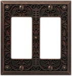 Amerelle 65rrdb Filigree Wallplate, 2 Rocker, Cast Metal, Aged Bronze. Fixed Price $19.02.