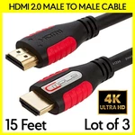 3 X High-speed Hdmi 2.0 Male To Cable 15 Ft Premium Quality Video Cord 4k. Fixed Price $38.99.
