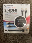 Member's Mark 9ft Led Lighted Hdmi Premium Cables, 2 Pack. Fixed Price $19.00.