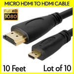 10 Pack Micro Hdmi Cable Mini To 10ft Cord For Tablet Camera Tv. Fixed Price $58.49.