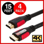 Premium Hdmi Cable 15 Ft 1.4 Ethernet 4k Bluray 3d Ps3 Xbox Lcd Hdtv - Lot Of 4. Fixed Price $49.49.
