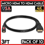 Micro Hdmi Cable 3 Ft Male Type D Cord 4k 1080p Hdtv Gopro Camera 10 Pack. Fixed Price $43.49.