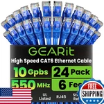 Gearit Cat 6 Ethernet Patch Cable Ft Blue 24-pack Cat6 Cables. Fixed Price $116.67.