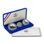 1986 3-coin Commemorative Statue Of Liberty Proof Set With Box & Coa. Fixed Price $1304.14.
