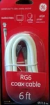 Ge Rg6 Coax Cable 6 Ft. Audio/video #33314 New. Fixed Price $2.00.