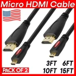 2pcs Micro Hdmi Cable To Cord Adapter Camera 4k Tv Raspberry Pi. Fixed Price $14.49.