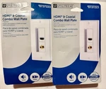 2 Utilitech Hdmi & Coaxial Wall Plate 2-gang White Plastic Duplex #0737223. Fixed Price $15.99.