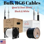 Rg6 Coaxial Bulk Cable 500ft 1000ft Dual Quad Shielded 18awg Black White Coax Tv. Fixed Price $137.50.