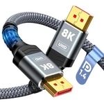 Capshi 8k Displayport Cable 1.4, Vesa Certified 6.6ft Dp Cord 6.6 Feet, Grey. Fixed Price $11.75.