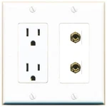 Riteav 2 Banana 1 Speaker Surround Female Coupler Wall Plate Outlet White. Fixed Price $23.61.