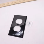 (10-pk) Elegrp Duplex Receptacle Wall Plate 1-gang Glossy Black 3021. Fixed Price $8.97.