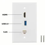 Hdmi Usb 3.0 Cat6 Ethernet Wall Plate Face Panel Coupler Outlet Extender Socket. Fixed Price $14.99.