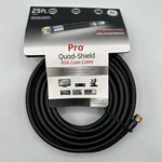 Ge Pro Rg6 Quad Shield Coaxial Cable 25ft Black Indoor In-wall Rated. Fixed Price $9.97.