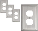 4-pack Duplex Outlet Cover, Durable Solid Zinc 1 4pk, Brushed Nickel. Fixed Price $21.32.