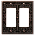 Amerelle 65rrdb Filigree Wallplate, 2 Rocker, Cast Metal, Aged Bronze. Fixed Price $14.82.