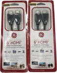 Ge High Speed 6-ft. Hdmi Cable 1080p Full Hd 3d 4k Ultra Black 2-pack. Fixed Price $13.18.