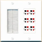 Riteav 6 Port Speaker Wire Plug Jack Wall Plate - Brush White. Fixed Price $42.09.