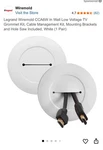 Legrand Wiremold Cca6w In Wall Low Voltage Tv Grommet Kit, Cable Management Kit. Fixed Price $19.99.