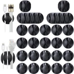 Desk Cable Management Cord Organizer 24 Pack Black Self Adhesive Holder Cab. Fixed Price $9.90.