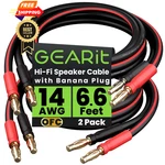Gearit 14 Gauge Ofc Speaker Wire With Banana Plugs, 2 6.6 Ft, 2-pack, Black. Fixed Price $46.98.