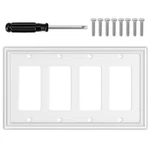 White Decorative Quad Decorator Wall Plate, Natural Material Rocker Switch Pl.... Fixed Price $21.07.