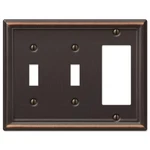 Amerelle 149ttrdb Chelsea Wallplate, 2 Toggle / 1 Rocker, Aged Bronze. Fixed Price $14.88.