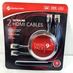 Member's Mark 2 Premium High-speed Hdmi Cables 9ft, 4k Hdr, With 6 Cable Ties. Fixed Price $7.99.