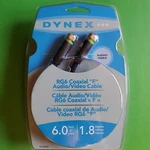 Genuine Dynex (dx-av081) 6.0 Feet Rg6 Coaxial "f" Audio/video Cable Sealed. Fixed Price $10.00.