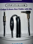 Coiled 3.5mm Aux Cable With Built-in Microphone And Remote 6ft New Infinitive. Fixed Price $4.49.