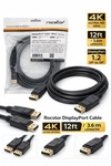 Rocstor Displayport Cable 4k Ultra Hd 60hz 12ft (3.6m) Black. Fixed Price $19.99.